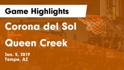 Corona del Sol  vs Queen Creek  Game Highlights - Jan. 5, 2019