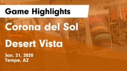 Corona del Sol  vs Desert Vista  Game Highlights - Jan. 21, 2020