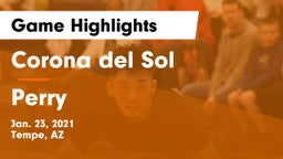 Corona del Sol  vs Perry  Game Highlights - Jan. 23, 2021