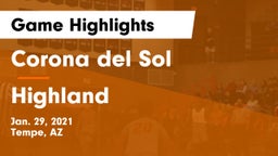 Corona del Sol  vs Highland  Game Highlights - Jan. 29, 2021