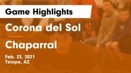 Corona del Sol  vs Chaparral  Game Highlights - Feb. 23, 2021