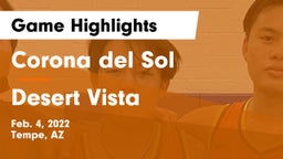 Corona del Sol  vs Desert Vista  Game Highlights - Feb. 4, 2022