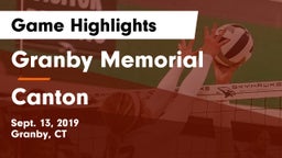 Granby Memorial  vs Canton  Game Highlights - Sept. 13, 2019