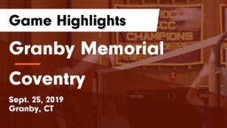 Granby Memorial  vs Coventry Game Highlights - Sept. 25, 2019