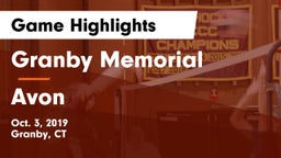 Granby Memorial  vs Avon Game Highlights - Oct. 3, 2019