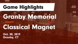 Granby Memorial  vs Classical Magnet Game Highlights - Oct. 30, 2019
