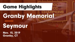 Granby Memorial  vs Seymour Game Highlights - Nov. 15, 2019