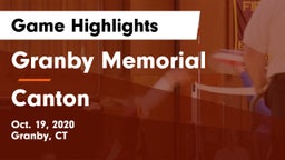 Granby Memorial  vs Canton Game Highlights - Oct. 19, 2020
