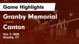 Granby Memorial  vs Canton Game Highlights - Oct. 9, 2020