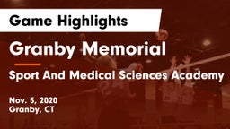 Granby Memorial  vs Sport And Medical Sciences Academy Game Highlights - Nov. 5, 2020