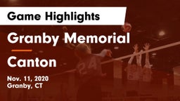 Granby Memorial  vs Canton Game Highlights - Nov. 11, 2020