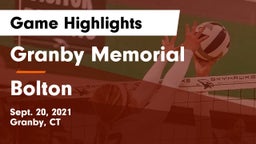 Granby Memorial  vs Bolton Game Highlights - Sept. 20, 2021