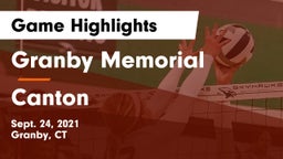 Granby Memorial  vs Canton Game Highlights - Sept. 24, 2021