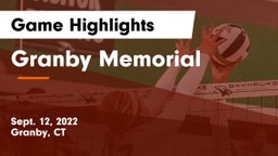 Granby Memorial  Game Highlights - Sept. 12, 2022