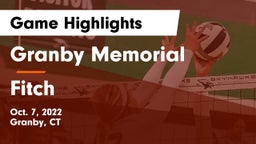 Granby Memorial  vs Fitch Game Highlights - Oct. 7, 2022