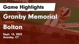 Granby Memorial  vs Bolton  Game Highlights - Sept. 14, 2023