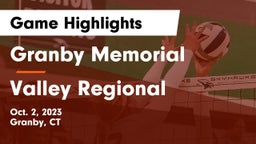 Granby Memorial  vs Valley Regional  Game Highlights - Oct. 2, 2023