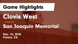 Clovis West  vs San Joaquin Memorial  Game Highlights - Dec. 15, 2018