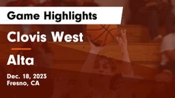 Clovis West  vs Alta  Game Highlights - Dec. 18, 2023