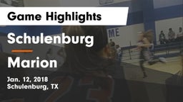 Schulenburg  vs Marion  Game Highlights - Jan. 12, 2018