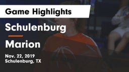 Schulenburg  vs Marion  Game Highlights - Nov. 22, 2019