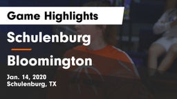 Schulenburg  vs Bloomington  Game Highlights - Jan. 14, 2020