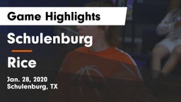 Schulenburg  vs Rice  Game Highlights - Jan. 28, 2020