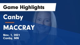 Canby  vs MACCRAY  Game Highlights - Nov. 1, 2021