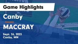 Canby  vs MACCRAY  Game Highlights - Sept. 26, 2023