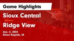 Sioux Central  vs Ridge View  Game Highlights - Jan. 2, 2024