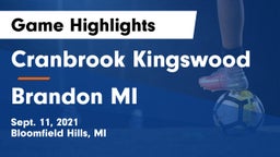 Cranbrook Kingswood  vs Brandon MI Game Highlights - Sept. 11, 2021