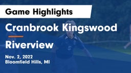 Cranbrook Kingswood  vs Riverview  Game Highlights - Nov. 2, 2022
