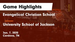 Evangelical Christian School vs University School of Jackson Game Highlights - Jan. 7, 2020