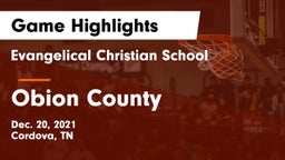 Evangelical Christian School vs Obion County  Game Highlights - Dec. 20, 2021