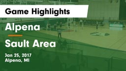 Alpena  vs Sault Area  Game Highlights - Jan 25, 2017