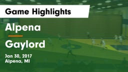 Alpena  vs Gaylord  Game Highlights - Jan 30, 2017