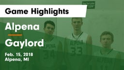 Alpena  vs Gaylord  Game Highlights - Feb. 15, 2018