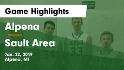 Alpena  vs Sault Area  Game Highlights - Jan. 22, 2019