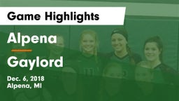 Alpena  vs Gaylord  Game Highlights - Dec. 6, 2018