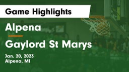 Alpena  vs Gaylord St Marys Game Highlights - Jan. 20, 2023