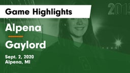 Alpena  vs Gaylord  Game Highlights - Sept. 2, 2020