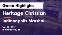 Heritage Christian  vs Indianapolis Marshall Game Highlights - Jan 17, 2017