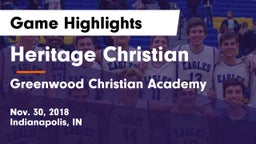 Heritage Christian  vs Greenwood Christian Academy  Game Highlights - Nov. 30, 2018