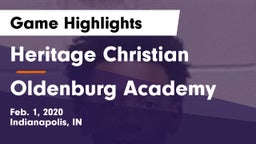 Heritage Christian  vs Oldenburg Academy  Game Highlights - Feb. 1, 2020