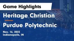Heritage Christian  vs Purdue Polytechnic  Game Highlights - Nov. 16, 2023
