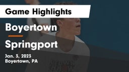 Boyertown  vs Springport  Game Highlights - Jan. 3, 2023