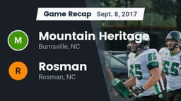 Recap: Mountain Heritage  vs. Rosman  2017