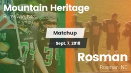 Matchup: Mountain Heritage vs. Rosman  2018