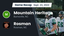 Recap: Mountain Heritage  vs. Rosman  2022