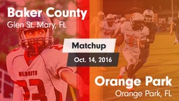 Matchup: Baker County High vs. Orange Park  2016